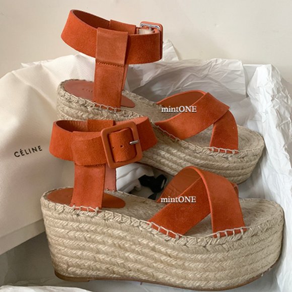 NEW CELINE crisscross platform espadrilles size38 - Picture 1 of 8